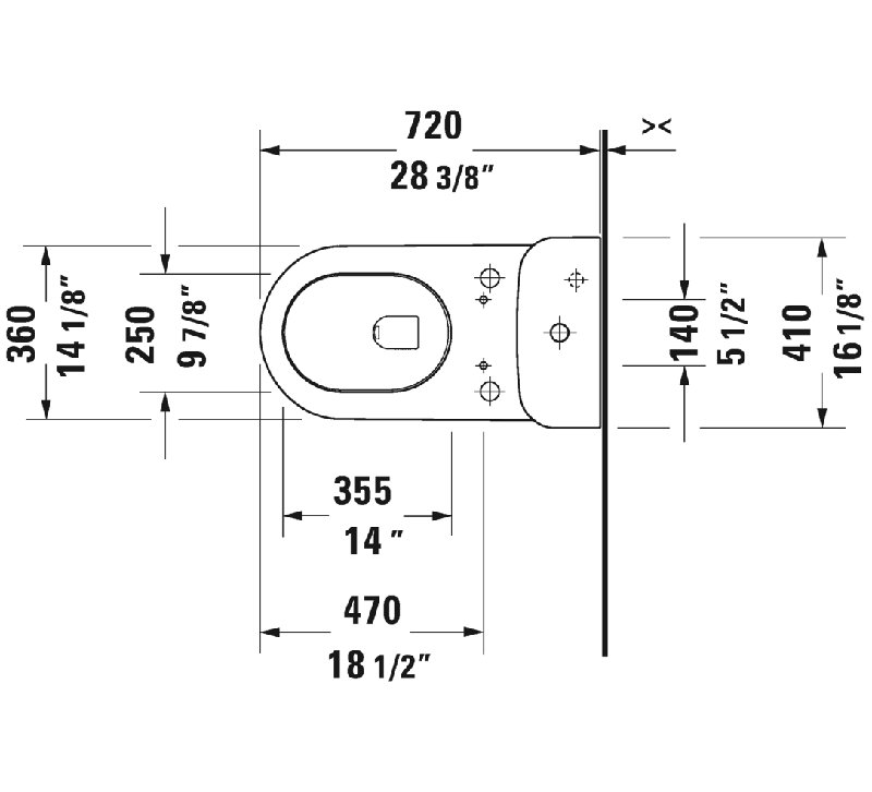 Duravit Darling New HET 1.28 GPF Elongated OnePiece Toilet (Seat Not